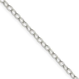 3.4mm, Sterling Silver, Solid Oval Cable Chain Necklace, 18 Inch
